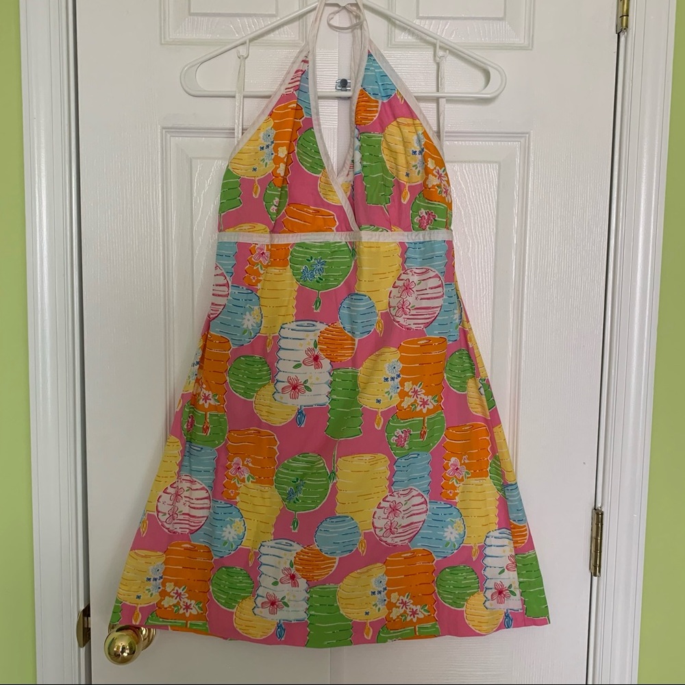 White Tag Lilly Pulitzer Lantern Halter Dress Sz 8